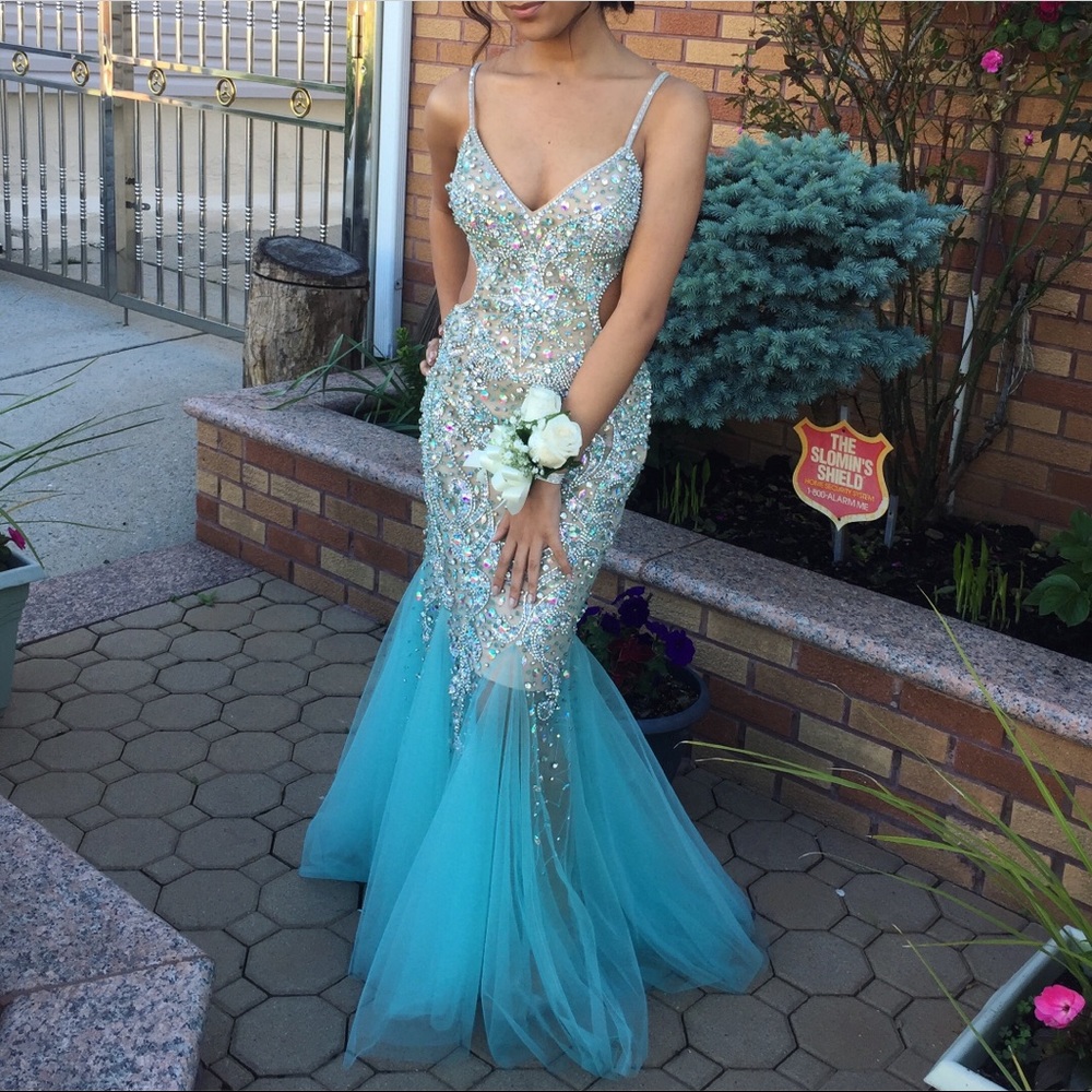 Light Blue Embellished Prom Dress by Camille LaVie